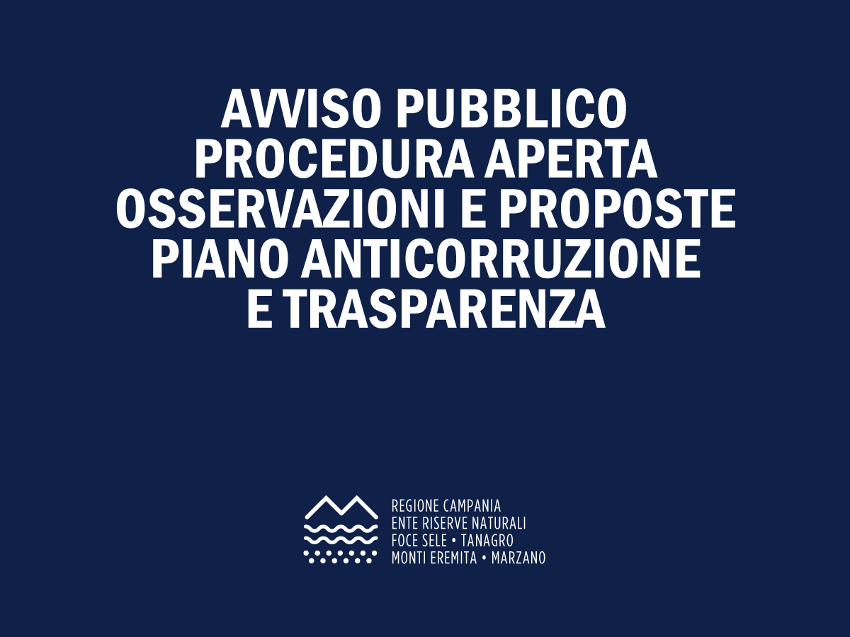 Avviso Pubblico procedura aperta osservazioni e proposte piano anticorruzione e trasparenza